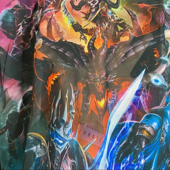 Heroes of the Storm Printed Chiffon Boatneck Raglan Black Knit Sweater Medium - Picture 5 of 13